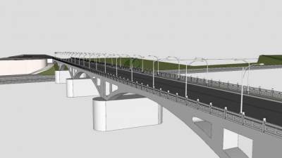 现代箱式跨河大桥SU模型下载_sketchup草图大师SKP模型