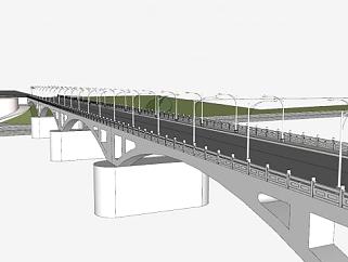 现代箱式跨河大桥SU模型下载_sketchup草图大师SKP模型