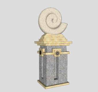 欧式蜗牛装饰柱建筑构件SU模型下载_sketchup草图大师SKP模型
