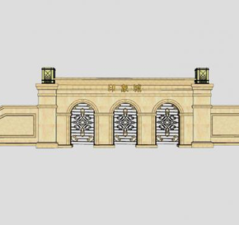 欧式印象城围墙SU模型下载_sketchup草图大师SKP模型