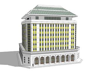 欧式行政办公楼建筑SU模型下载_sketchup草图大师SKP模型