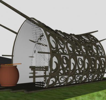 欧式铁艺长廊SU模型下载_sketchup草图大师SKP模型