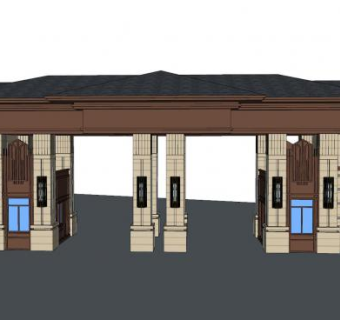 新中式公园入口SU模型下载_sketchup草图大师SKP模型