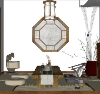 日本茶室su模型下载_sketchup草图大师SKP模型