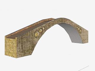 复古砖砌拱桥SU模型下载_sketchup草图大师SKP模型