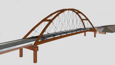 现代公路拱桥SU模型下载_sketchup草图大师SKP模型