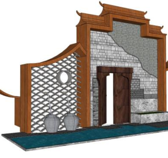 景观门su模型下载_sketchup草图大师SKP模型