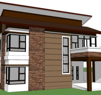 简中式小别墅su模型下载_sketchup草图大师SKP模型