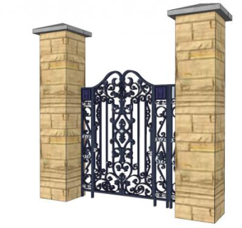 欧式铁艺雕花su模型下载_sketchup草图大师SKP模型