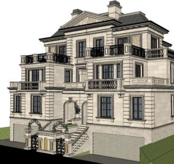 独栋别墅设计su模型下载_sketchup草图大师SKP模型