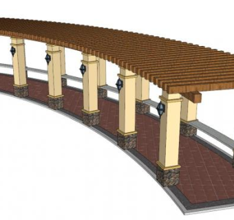 欧式弧形长廊su模型下载_sketchup草图大师SKP模型