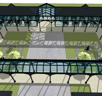 玻璃大棚餐厅su模型下载_sketchup草图大师SKP模型