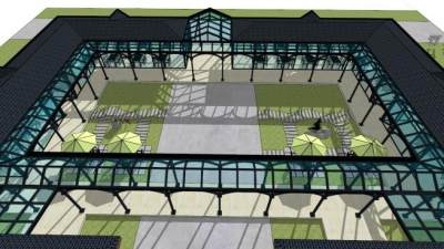 玻璃大棚餐厅su模型下载_sketchup草图大师SKP模型