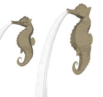 海马喷水雕塑su模型下载_sketchup草图大师SKP模型