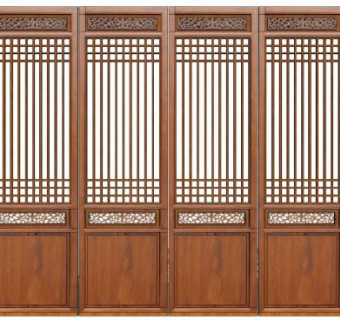 中式建筑木门su模型下载_sketchup草图大师SKP模型