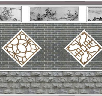 砖雕景墙su模型下载_sketchup草图大师SKP模型