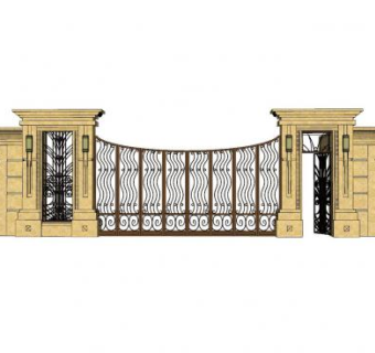 欧式庭院入户门SU模型下载_sketchup草图大师SKP模型