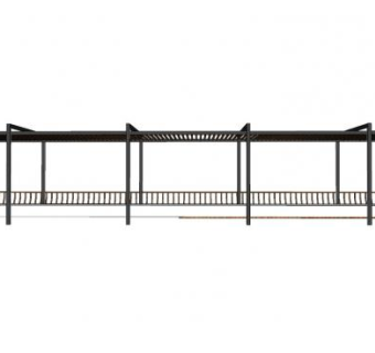 新中式座椅长廊SU模型下载_sketchup草图大师SKP模型