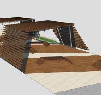 现代户外椅廊架sketchup模型下载_sketchup草图大师SKP模型