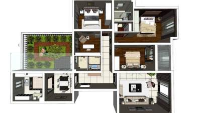别墅户型su模型下载_sketchup草图大师SKP模型