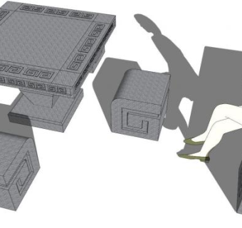 方形石桌su模型下载_sketchup草图大师SKP模型