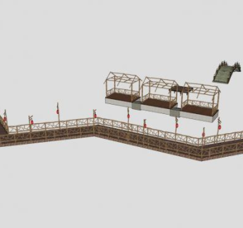 中式元素木桥SU模型下载_sketchup草图大师SKP模型