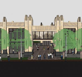 欧式古典小区入口大门SU模型下载_sketchup草图大师SKP模型