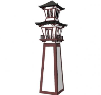 商朝古建塔楼建筑SU模型下载_sketchup草图大师SKP模型