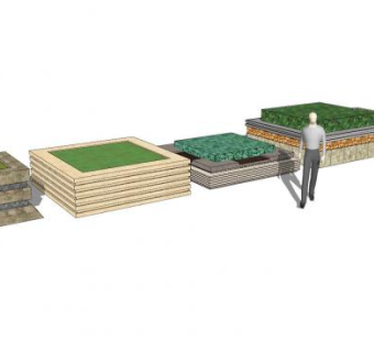 中式方形树池组合SU模型下载_sketchup草图大师SKP模型