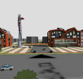现代广饶汽车城景观大门SU模型下载_sketchup草图大师SKP模型