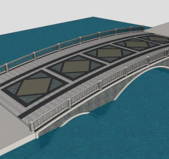 现代河道拱桥SU模型下载_sketchup草图大师SKP模型
