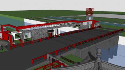 新中式桥梁SU模型下载_sketchup草图大师SKP模型