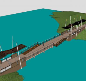 现代观光大桥SU模型下载_sketchup草图大师SKP模型