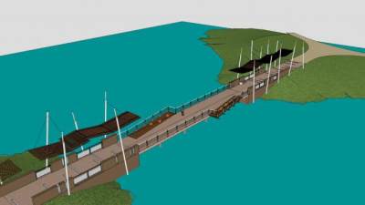 现代观光大桥SU模型下载_sketchup草图大师SKP模型