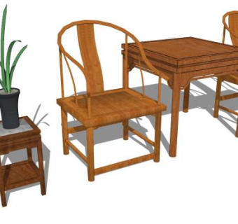 古代桌椅su模型下载_sketchup草图大师SKP模型