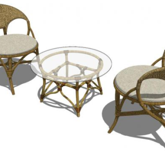 藤桌椅su模型下载_sketchup草图大师SKP模型