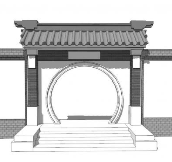 院子大门su模型下载_sketchup草图大师SKP模型