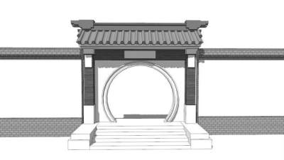 院子大门su模型下载_sketchup草图大师SKP模型