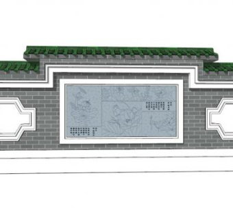 传统中式景墙su模型下载_sketchup草图大师SKP模型