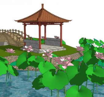 荷塘su模型下载_sketchup草图大师SKP模型