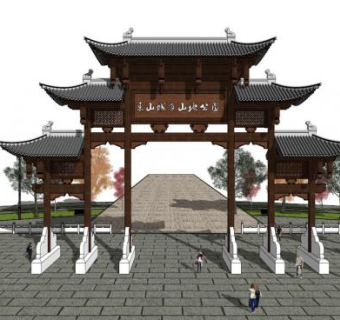 木门楼su模型下载_sketchup草图大师SKP模型