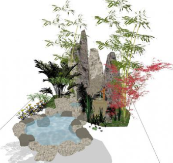 假山水景摆件su模型下载_sketchup草图大师SKP模型
