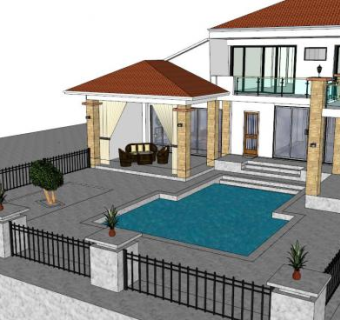 游泳池大门su模型下载_sketchup草图大师SKP模型