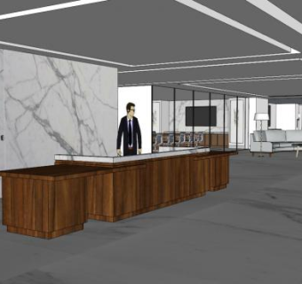 办公大厅su模型下载_sketchup草图大师SKP模型