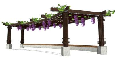 葡萄廊架su模型下载_sketchup草图大师SKP模型