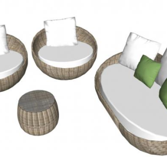 圆形组合沙发su模型下载_sketchup草图大师SKP模型