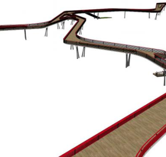 木栈道护栏su模型下载_sketchup草图大师SKP模型