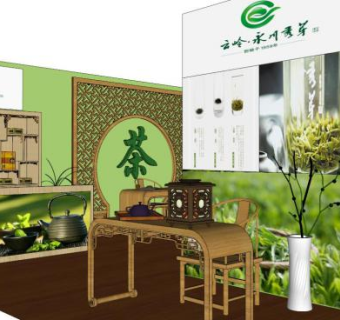 茶展馆su模型下载_sketchup草图大师SKP模型