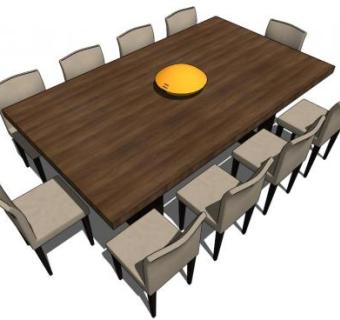 木餐桌su模型下载_sketchup草图大师SKP模型