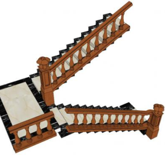 别墅楼梯设计su模型下载_sketchup草图大师SKP模型